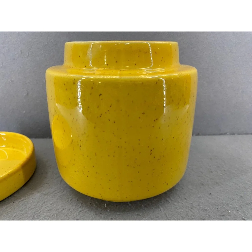 McCoy Yellow Speckled Ceramic TEA Canister Lid Mid-Mod Style Storage Jar